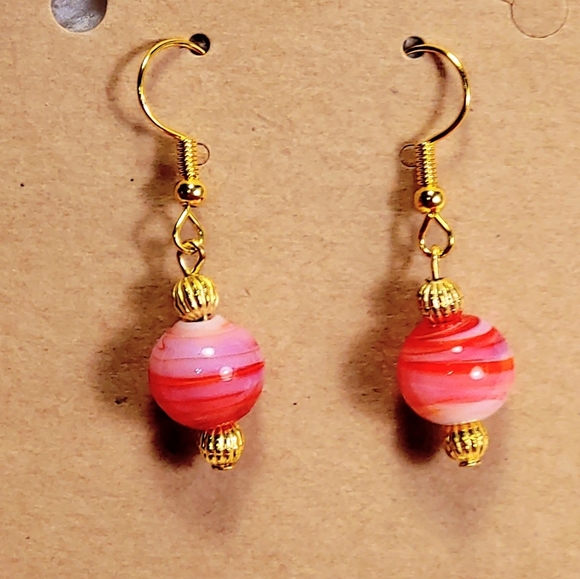 24752. Mars Orange Pierced Earrings - Picture 2 of 4
